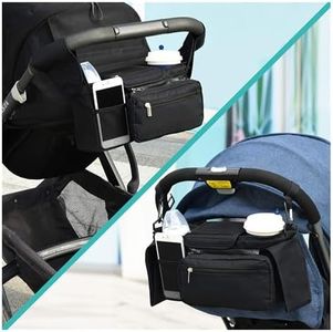 Universal Stroller Organizer with insulated Cup Holder,Phone Bag & Shoulder Strap is Detachable,Fits for Like Uppababy,Baby Jogger,Umbrella and Pet Strollers