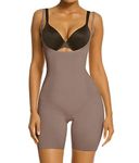 SHAPERX Tummy Control Shapewear for Women Seamless Colombianas Bodysuit Open Bust Mid Thigh Body Shaper Shorts,SZ2490293-Cocoa-2XL