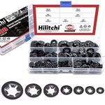 Hilitchi 600-Pcs [7-Size] Internal Tooth Starlock Washers Assortment Kit, Quick Speed Locking Washers, Black Oxide Finish