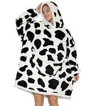 XMLMRY Blanket Hoodie,Wearable Blanket,Sweatshirt Blanket,Oversized Hoodie,Comfy Blanket Sweatshirt,Sweater Blanket,Sherpa Cozy Giant Hoodie Blankets For Women Men Adults Kids (Cows, Adult)