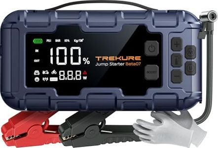 TREKURE 10-in-1 Booster Batterie Voiture 6000A 26800mAh, Démarreur Voiture avec Gonfleur 160PSI, 45W Charge Rapide, 600LM LED, Grand Écran, 12V Booster Batterie Portable (Tous Gaz ou 12L Diesel)