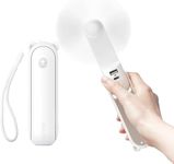 JISULIFE Handheld Fan with 4500 mAh Powerbank Max 46 Hours Runtime,Pocket Fan Portable Battery Operated or USB Powered Folding Personal Fan,Rechargeable Quiet Mini Fan-White