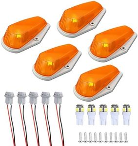 QPCRAP LED Cab Roof Marker Lights, for 1973-1997 Ford F150 F250 F350 F450 F550 F-Series Super Duty Trucks, 5PCS, Amber Lens, Waterproof, Shockproof, Front Upper Position