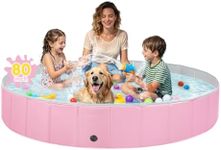 Jecoo Dog Pool for Large Dogs Kiddie Pool Hard Plastic Foldable Dog Bathing Tub Portable Outside Kids Swimming for Pets and Dogs Outdoor Backyard