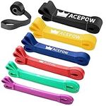 ACEPOW Resistance Bands for Exercise Set of 6, Pull Up Assitance Bands with Door Anchor, Fitness Bands Workout Assist Stretching