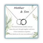 Sereney 925 Sterling Silver Mother Son Necklace Double Circle Mobius Pendant Necklace as Mother's Gifts for Mom from Son, Birthday Gifts for Mom from Son, Jewelry Presents for New Mom to be for Mother Son Gifts