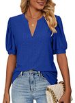 isermeo Womens Summer Tunic Tops Short Sleeve Summer Tops Casual Loose Fitting Blouses T Shirts Blue XL