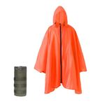 Nomadnia Plus Size Adult Rain Poncho with Hood and Zipper, Poncho Para Lluvia, Tactical Ponchos Adult For Camping, Hiking, Orange, X-Large-3X-Large