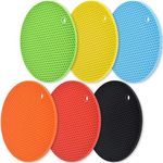 Heattack Round Silicone Trivet Mats for Hot Pot Holders, Kitchen Mats Hot Pad Jar Opener Spoon Rest Heat Resistant Non-Slip Durable Flexible Dishwasher Safe Mat, Trivet Mats for Kitchen (Pack of 6)