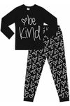 The PyjamaFactory Be Kind Love Long Cotton Pyjamas (13-14 Years) Black