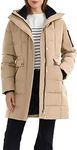 Orolay Women's Hooded Winter Down Coat Quilted Mid Length Puffer Jacket Khaki S
