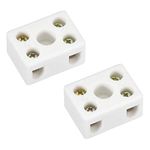 uxcell 2 Way Ceramics Terminal Blocks Porcelain Ceramic Connectors for Electrical Wire Cable 2pcs