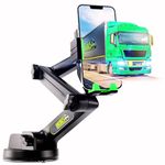 Truckules Truck Phone Holder Mount Heavy Duty Super Suction Cup Cell Phone Holder for Truck Dashboard Windshield 16.9 inch Long Arm & Stable, Compatible with iPhone & Samsung, Green, Commercial Truck