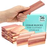 36 Cedar Blocks - Cedar Planks for Closets - Cedar Hangers - Natural Hanging Cedar Blocks for Closets - Cedar Chips for Clothes Storage, Closets and Drawers - Cedar Wood Sachets for Closet