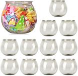 IMPRESA [12 Pack] 27 OZ Largest Mini Plastic Fish Bowls for Decoration - Fun Sized for Drinks to Start The Party - Clear Gray Plastic Vase for Stunning Centerpieces - Plastic Fish Bowl Set