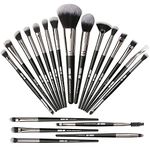 Maange Makeup Brush 20 Pcs Professional Makeup Brushes Foundation Eyeshadow Blush Brush, Travel Kabuki Blending Concealers Face Powder Eye Make Up Brushes Set Kit (Black Silver)