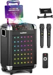 MASINGO Karaoke Machine for Adults and Kids with 2 Bluetooth Wireless Microphones. Portable Singing PA Speaker System with Disco Ball Lights, Lyrics Display Tablet Holder & TV Cable. Soprano X1 2.0