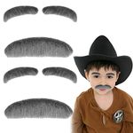 2PCS Old Man Moustache and Eyebrows Set Grey Moustache Kids Old Man Beard Stick on Moustache Grey Grandad Moustache Old Man Costume Grey Stick on Moustache and Eyebrows Set Grandpa Beard