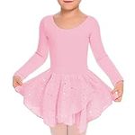 TUONROAD Girls Ballet Dress Gymnastics Leotard for Girls Kids Long Sleeve Dance Leotard Costume Dancewear with Skirt Purple Tutu Dress 6-7 Years,130