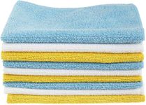 amazon basics Microfiber Cleaning Cloth - 222 GSM (Pack of 12, blue, orange, and white, multicolor) - 40cm X 30cm