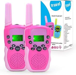 PELOSTA 2 Pack Walkie Talkies for Kids,Electronic Toys with 22 Channels & Flashlights & 3 Mile Range,Toddler Toy for 3-12 Year Old Preschool Boys Girls,Gifts for Sports Outdoor Game & Role Play(Pink)