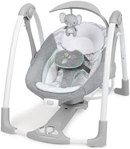 Ingenuity ConvertMe 2-in-1 Compact Portable Baby Swing & Infant Seat, Battery-Saving Automatic Sway, Vibrations, Nature Sounds - Swell