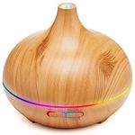 550ML Aroma Diffusers for Essential Oil Large Room, Essential Oils Aromatherapy Diffuser Cool Mist Humidifier with Ambient Light & 3 Timer,Waterless Auto Off Diffuser Wooden Vaporizers for Home Kids