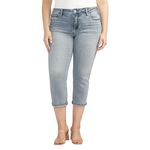 Silver Jeans Co. Women's Plus Size Suki Mid Rise Curvy Fit Capri Jeans, Med Wash Cvs268, 18 Plus