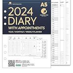 NBplanner A5 2024 Week on two pages diary with appointments organiser refill insert | Filofax A5 COMPATIBLE | Premium collection | UK holidays | Monthy/Weekly (0104)