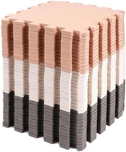 BalanceFrom 0.4 Inch Thick Large Non Slip Interlocking EVA Foam Puzzle Home Floor Play Mat Set w/ Edges & 16 Tiles, Covers 16 Square Feet, Cream/Gray/Beige