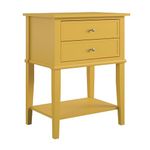 Ameriwood Home Franklin Accent Table with 2 Drawers, Yellow Mustard