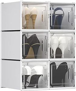 YITAHOME Shoe Storage Box, Set of 6 Shoe Storage Organizers Stackable Shoe Storage Box Rack Clear Drawer-White