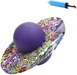 ITODA Thicken Balance Jump Board Ball Hopper Fitness Ball Pogo Jumping Exercise Bouncing Ball Hopping Toy Explosion-proof Jumping Ball Platform Fitness Ball for Kids Adults (Purple(colorful plate))