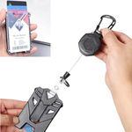 HASTHIP® Retractable Badge Holders Heavy Duty Retractable Keychain with ID Card Holder, Retractable Keychain with 31.5" Retractable Metal Reel Retractable Badge Holder Carabiner Key Chain Holder