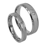 Everstone Couples Wedding Sets Engagement Ring Sets Titanium Polished Silver Bands UK