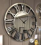 Fabulous Mirrors - Stunning Large Round Mirror Clock 80cm x 80cm - Roman Numeral Design - Skeleton Clock -PREMIUM QUALITY