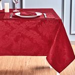 HomeJoy Rectangle Table Cloth, Waterproof Wrinkle Resistant Washable Jacquard Polyester Oblong Rectangular Tablecloth, Fabric Table Cover Kitchen Dining Dinner (60x84 Inch, 6-8 Seats, Red)