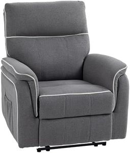 HOMCOM Manual Recliner Chair, Fabric Reclining Chair, Single Sofa for Living Room with Footrest and 2 Side Pockets, Dark Grey