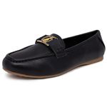 Nautica Woman Flat Loafers Designer Vegan Leather Penny Shoes Slip On - Soft, Durable and Flexible Luxury Resistant Feel Lightweight & Comfortable Memory Foam Everyday Moccasins., Black-nelms, 9.5