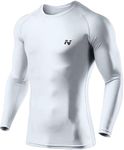 NINQ Full Sleeve Compression T-Shirt - Athletic Base Layer Tights for Fitness (Large, White)