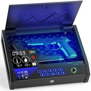 HOLEWOR Gun Safe, Biometric Safes for Pistols with LCD Display of Time Battery, Fingerprint Quick Access Handgun Safe Pistol Bedside, Nightstand, Car, 2 Capacity