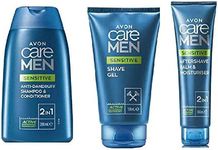Pack of 3 Avon Care Sensitive Shower & Shave Set for Men 2in1 Anti dandruff shampoo and Conditioner 200ml sensitive shave gel 150ml sensitive After Shave balm 100ml