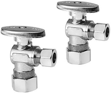 (Pack of 2) EFIELD Angle Stop Valve 1/2" Nominal (5/8" OD) Compression x 3/8" OD, 1/4-Turn