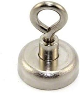 Neodymium Clamping Magnet with M5 Eyebolt for Hanging, Holding or Displaying Items - 25mm Diameter x 36mm High - 20kg Pull - Pack of 1