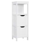 YAHEETECH Bathroom Floor Cabinet, Wooden Storage Cabinet with 2 Drawers, Multifunctional Side Organizer Rack Stand Table, White