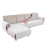 Smryego Sectional Sofa Covers L Shape Waterproof Couch Covers 2-Piece Reversible Sofa Slipcover with Chaise Cover Durable Cushion Covers for Pets Dog Cat （Large, White