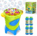 Automatic Bubble Machine for Kids - High Output Bubble Fountain Maker with 20000 Bubbles Per Minute - Includes 4 Solutions for Outdoor Toddler Toys and Backyard Parties Wedding