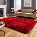 Carpetify Rugs Home Furnishing Modern Shaggy Carpets and Rugs for Hall Offices Kitchens Bedroom Living Room and Cabins for Bedroom Kids Room Floor Home Decor (Red, Feet)