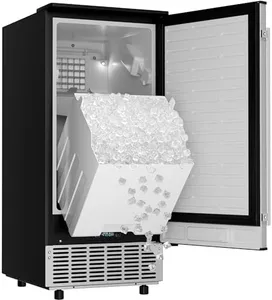 EUHOMY 15" W Commercial Under Counter Ice Maker Machine, 85 Lb/Day Auto-Cleaning & 24H Timer, Gravity Drainage,Stainless Steel Built-in Freestanding Ice Maker, 24 Lb Bin, Ideal for Commercial & Home