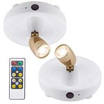 BIGLIGHT Wireless Spotlight, Battery Operated Accent Lights, LED Puck Light,Dimmable Uplight with Remote, Stick on Anywhere for Lighting up Painting/Picture/Artwork/Closet/Showcase, Warm White, 2 Pack